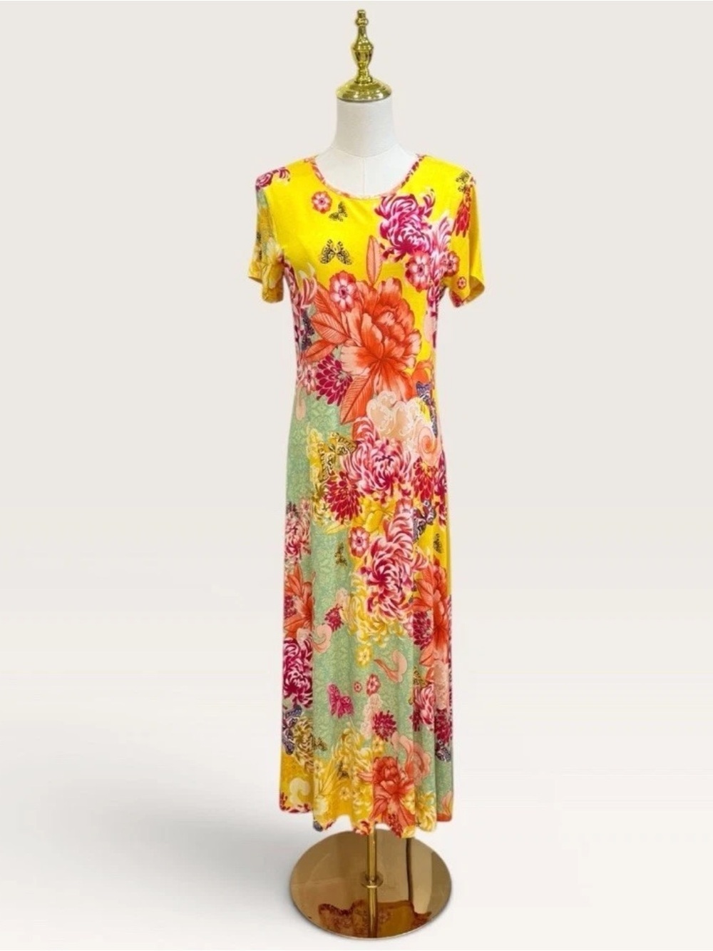 Johnny Was The Janie Favorite Cap Sleeve Midi Dress Charlie Floral Yellow XSmall